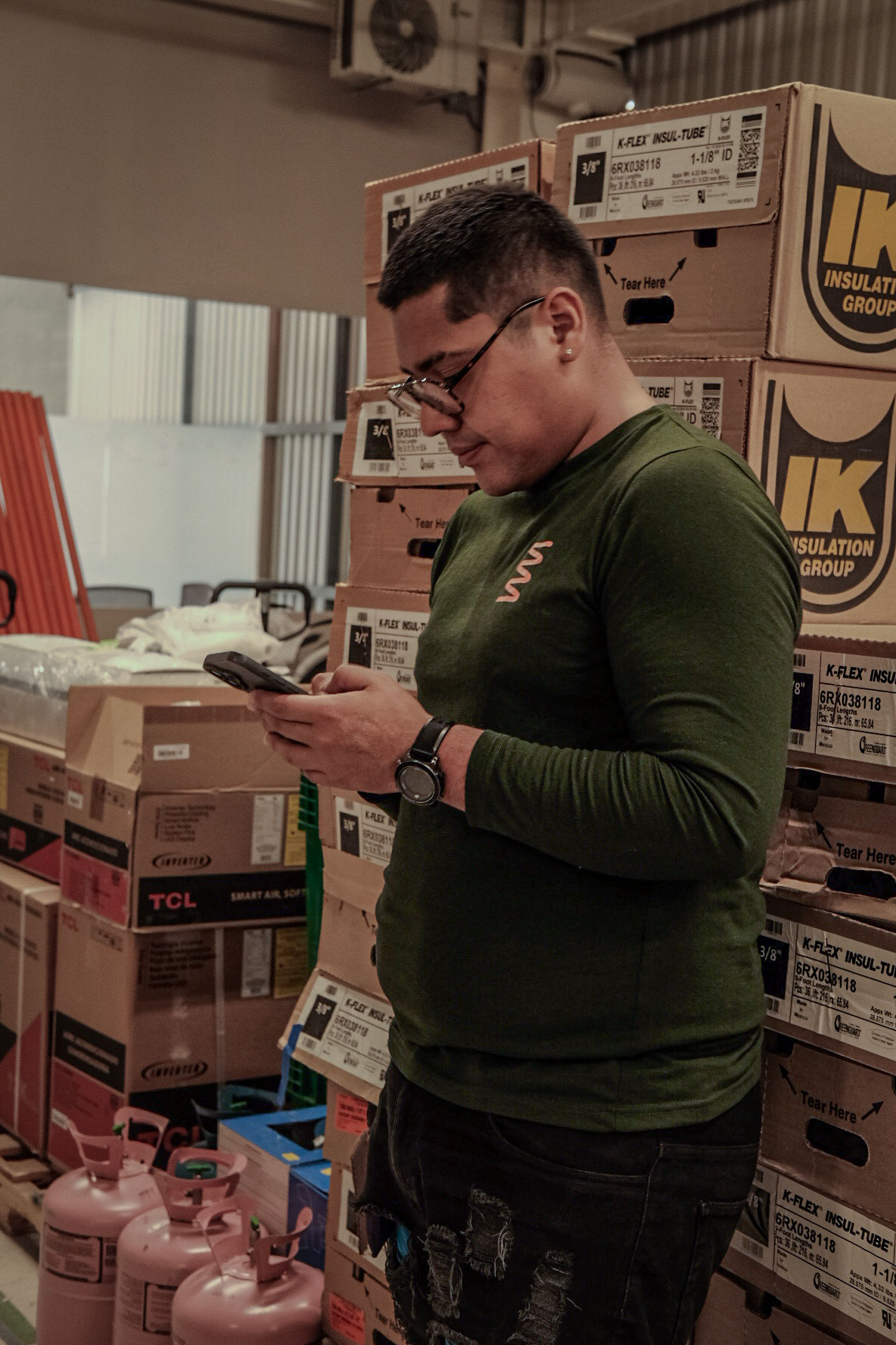 Aer worker in warehouse